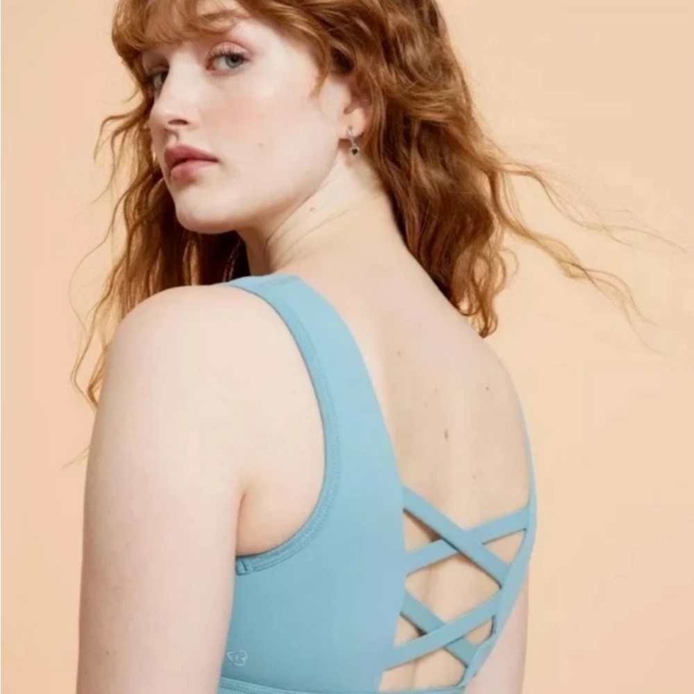 Blogilates Blue Crisscross Back Bralette